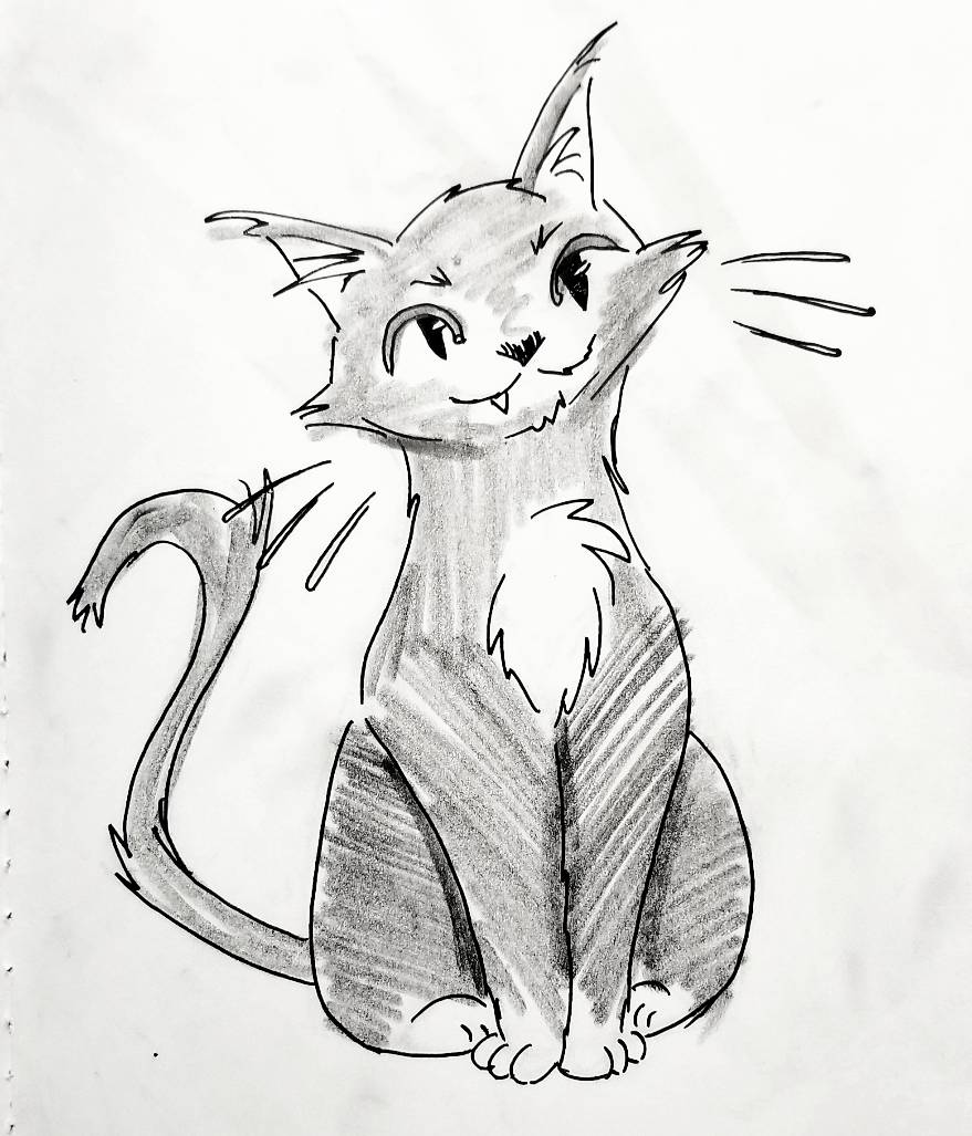 A cute illustration of a smiling cat.